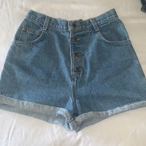 Ultra high rise denim shorts